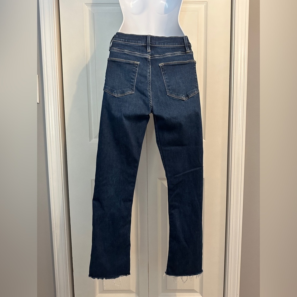 FRAME Le High Straight Jeans Raw Hem Size 27 Stretch Crop - Picture 3 of 11